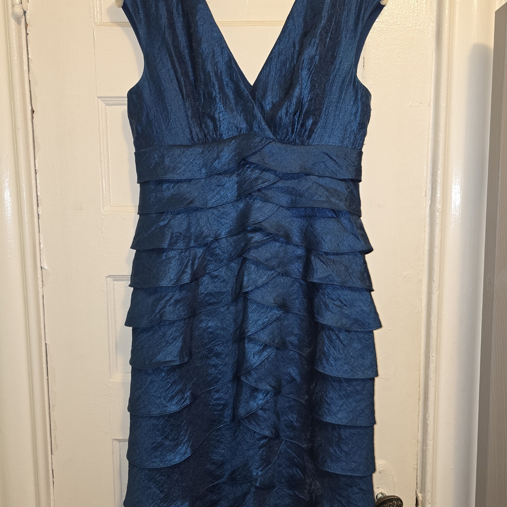 Vintage London Times Deep Blue Layered Mini Dress